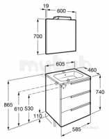 Roca Furniture and Vanity Basins -  Roca Victoria-n Pack 600mm 3d Grey