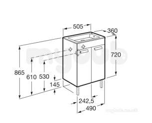 Roca Furniture and Vanity Basins -  Debba Compact Unik 500mm Unit 2dr Antrct