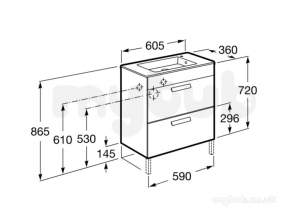 Roca Furniture and Vanity Basins -  Debba Compact Unik 600mm Unit 2dw Antrct