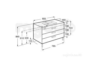 Roca Furniture and Vanity Basins -  Debba 800mm 3 Drawer Vanity Unit Ant Gry