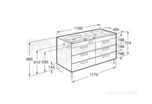 Roca Furniture and Vanity Basins -  Debba 1200mm 3 Drawer Vanity Unt Gls Wht