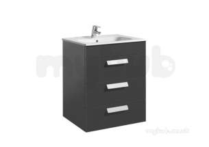 Roca Furniture and Vanity Basins -  Debba 600mm 3 Drawer Vanity Unit Ant Gry