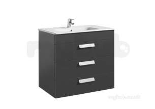 Roca Furniture and Vanity Basins -  Debba 800mm 3 Drawer Vanity Unit Gls Wht