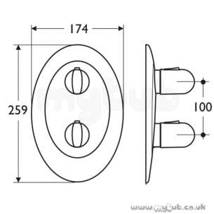 Ideal Standard Showers -  Ideal Standard Kurve A3973 Tt B/i S/therm Trim Kit 2 Cp