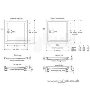 Trevi Showerworld Shower Trays -  Armitage Shanks Is-l508701 800 Square Trays Ft And Waste L508701