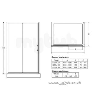 Trevi Shower Enclosures -  Ideal Standard Tipica Psc T2469yb 120 Shower Enc 1150-1200