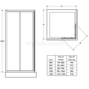 Trevi Shower Enclosures -  Ideal Standard Connect L8077aa C/e Dr 850 Fr Modesty Sl