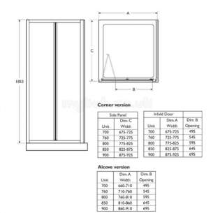 Trevi Shower Enclosures -  Ideal Standard Connect L8049aa Pvt Dr 800 Fr Modesty Sl