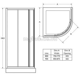 Trevi Shower Enclosures -  Ideal Standard Connect L8088aa Quadrnt 800 And Infill Fram