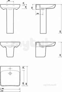 Twyford Mid Market Ware -  E100 Sqr L/abled Basin 650x550 One Tap Hole White