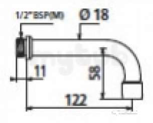 Delabie Brassware -  Delabie Wall Mounted Fixed L-shaped Spout M1/2 Inch L120 - H60 Adj Fs