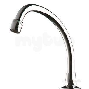 Delabie Basin Taps -  Delabie Swivel Swan Neck Spout M1/2 Inch L200 H200 Adj Flow Straightener