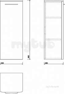 Twyford Mid Market Ware -  E100 Side Cabinet Large Grey Ash Wood E10171ga