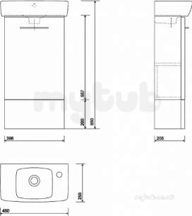 Twyford Mid Market Ware -  E100 Unit For Wb 450x250mm White E10373wh