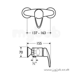 Ideal Standard Showers -  Ideal Standard Idyll Two A2700 Exp Wall Mounted Shower Mixer Cp