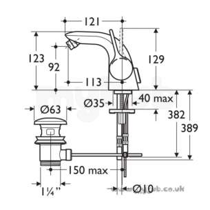 Ideal Standard Brassware -  Ideal Standard Melange A4268 Sl Bidet Monobloc Cp