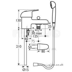 Ideal Standard Brassware -  Ideal Standard Tratto A1358 Mono Bath/shower Mixer And Kit Cp