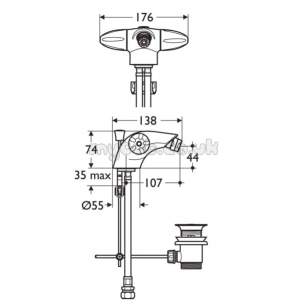 Ideal Standard Brassware -  Ideal Standard Ceraplan Duo B8250 Bidet Mixer/puw Cp