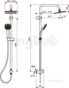 Ideal Standard Showers -  Ideal Standard Cube Dual Fixed Riser And Handset For Bivs