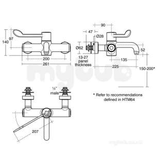 Armitage Shanks Commercial Brassware -  Armitage Shanks Markwik 21 P/mount Mixer Detachable Spout