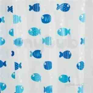 Croydex Shower Curtains and Rails -  Croydex Wiggly Fish Shower Curtain