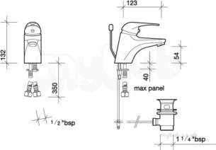 Twyfords Contemporary Brassware -  Aquations Premiere Sl Basin Inc Pop Up Waste Aq5128cp