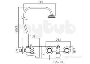 Vado Brassware -  Expd Bath/shower Mixer W/mtd Plus 3/4 Inch Thread Outlet Inch Ast-121/r/cd-c/p