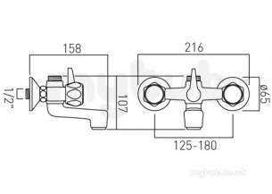 Vado Brassware -  Expd Bath/shower Mixer W/mtd Plus 3/4 Inch Thread Outlet Inch Ast-321/cd-c/p