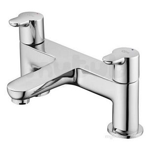 B9929aa Chrome Concept Blue Two Hole Deck Mount Bath Filler Tap Two Levers
