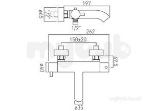 Vado Brassware -  Expd Thermo B/shower Mixer W/mtd Without