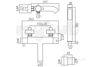 Vado Brassware -  Expd Thermo B/shower Mixer W/mtd With