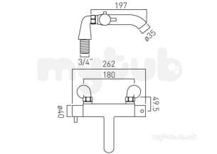 Vado Brassware -  Thermostatic Bath Filler Pillar Mounted