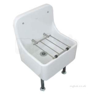 Twyfords Commercial Sanitaryware -  High Back Cleaner Sink 470 X405 Including Grating Fc1044wh