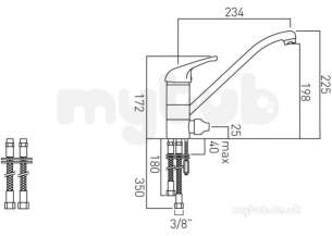 Vado Brassware -  Filtra Mono Sink Mixer Single Lever Deck Mtd Plus