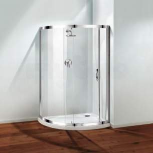 Coram Waterguard Shower Trays -  Coratech 1200 Crescent Slimline Left Hand Wh