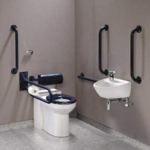 Twyfords Commercial Sanitaryware -  Doc.m Rimless Btw Pack Left Hand Blue Grab Rails And Seat Pk8247be