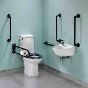 Twyfords Commercial Sanitaryware -  Doc.m Rimless Super Pack Left Hand Blue Grab Rails And Seat Pk8246be