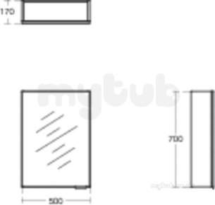 Ideal Standard Concept Furniture -  Ideal Standard Concept Space Mrr Cab 500 Alum Ef 1 Door