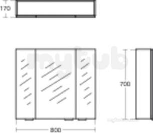 Ideal Standard Concept Furniture -  Ideal Standard Concept Space Mrr Cab 800 Alum Ef 3 Door