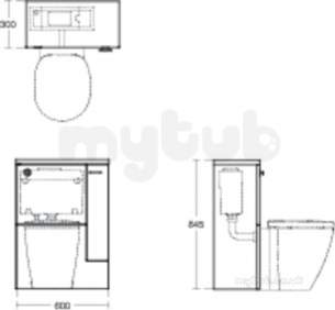 Ideal Standard Concept Furniture -  Ideal Standard Concept Space Wc Unit 600 Right Hand Gls Gry Ftd