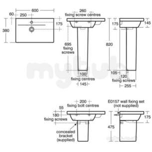 Ideal Standard Concept -  Ideal Standard Concept Space E1339 600mm Basin Right Hand White