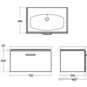 Ideal Standard Sottini Sundries -  Ideal Standard Sottini Fn W/h 900 Gry/wht Vtybasin Unit