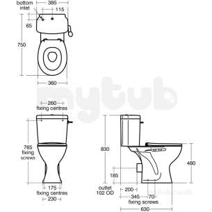 Armitage Shanks Sandringham 21 E8834 Cc Ho Raised Pan Wh