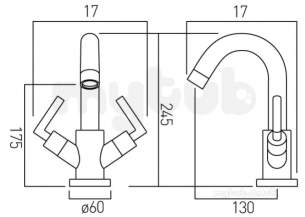 Vado Brassware -  Mono Basin Mixer Dck Mtd Smooth Bodied W/o