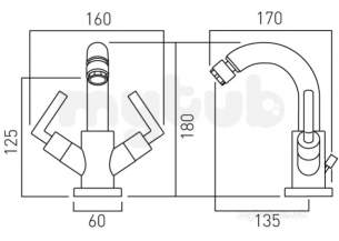 Vado Brassware -  Mono Bidet Mixer Deck Mtd Plus Pop-up Waste