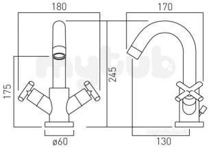 Vado Brassware -  Mono Basin Mixer Deck Mount Plus Pop-up Waste Elw-100-c/p