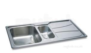 Carron Trade Sinks -  Zeta Linen Reversible Kitchen Sink With Large Square 1.5 Bowl And Drainer