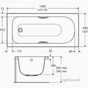 Ideal Standard Acrylic Baths -  Ideal Standard Harrow E4852 1500 X 700 If Plus No Tap Holes Bath Wh