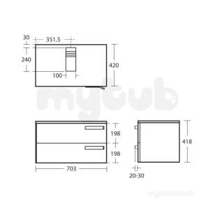 Ideal Standard Strada 700 Basin Unit 2 Draw And Wtop Gls Wh K2724wg