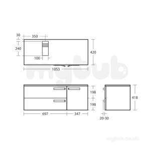 Ideal Jasper Morrison Strada Soft Mood Furniture -  Ideal Standard Strada 1050 Combi 2dwrandlh Dr And Wt Gls Wh